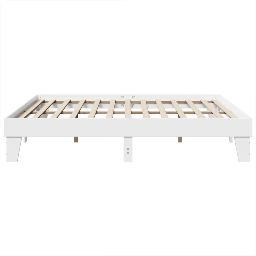 Letto matrimoniale | Letto per adulti | Giroletto senza Materasso Bianco 200x200 cm Legno Massello Pino - Image 5