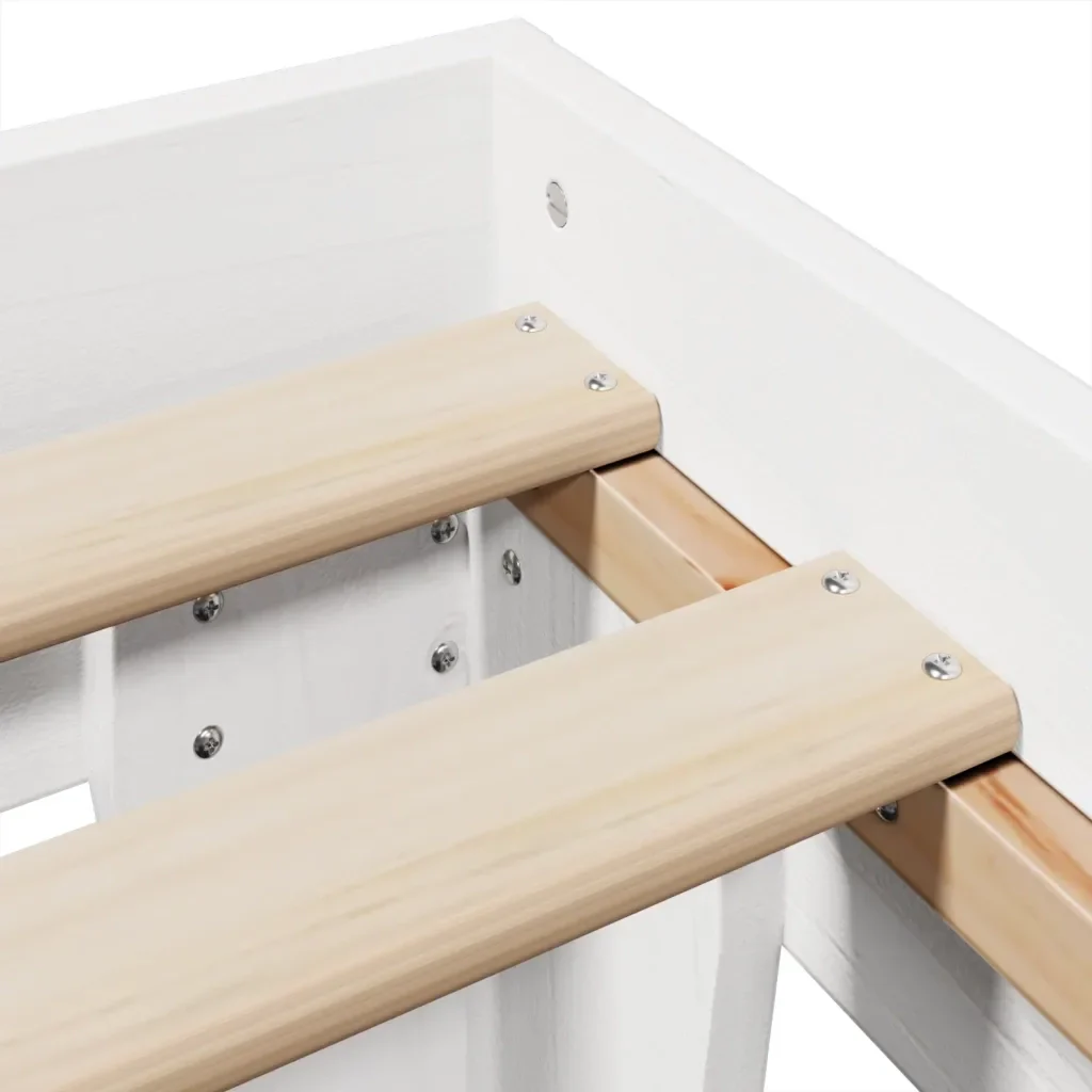 Letto matrimoniale | Letto per adulti | Giroletto senza Materasso Bianco 200x200 cm Legno Massello Pino - Image 7