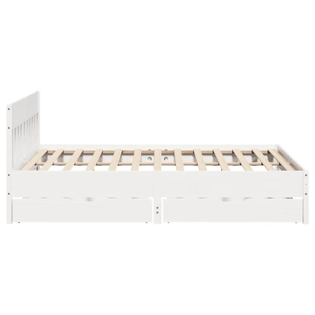 Letto matrimoniale | Letto per adulti | Giroletto senza Materasso Bianco 200x200 cm Legno Massello Pino - Image 7