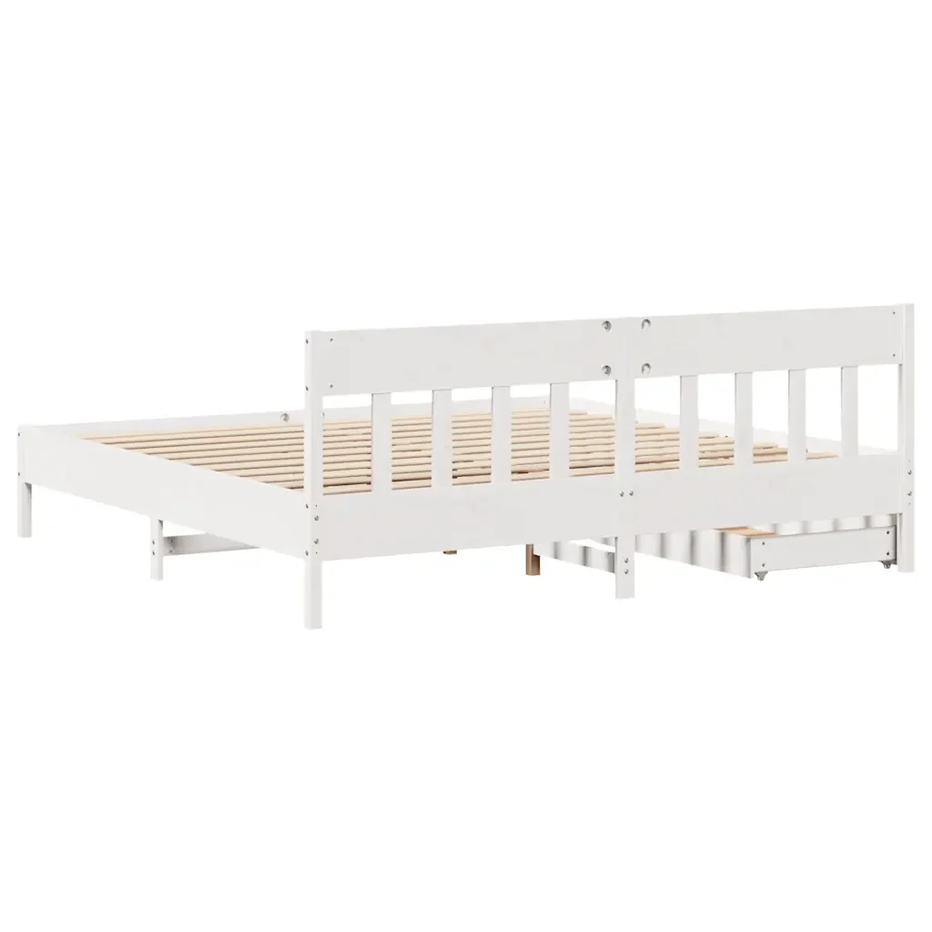 Letto matrimoniale | Letto per adulti | Giroletto senza Materasso Bianco 200x200 cm Legno Massello Pino - Image 8