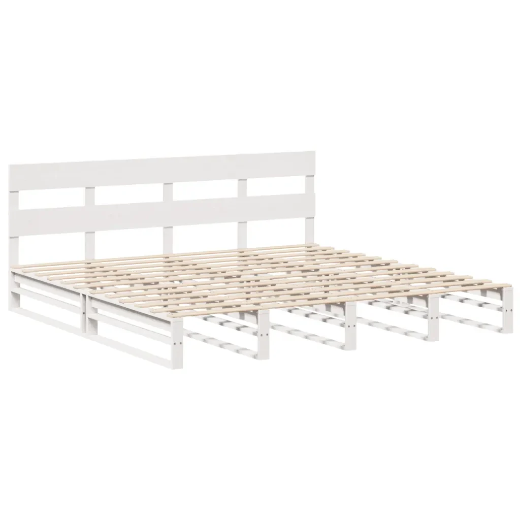 Letto matrimoniale | Letto per adulti | Giroletto senza Materasso Bianco 200x200 cm Legno Massello Pino - Image 4