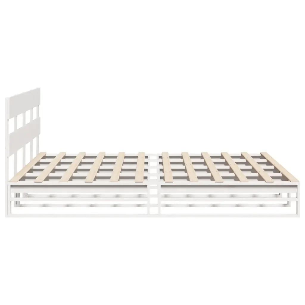 Letto matrimoniale | Letto per adulti | Giroletto senza Materasso Bianco 200x200 cm Legno Massello Pino - Image 7