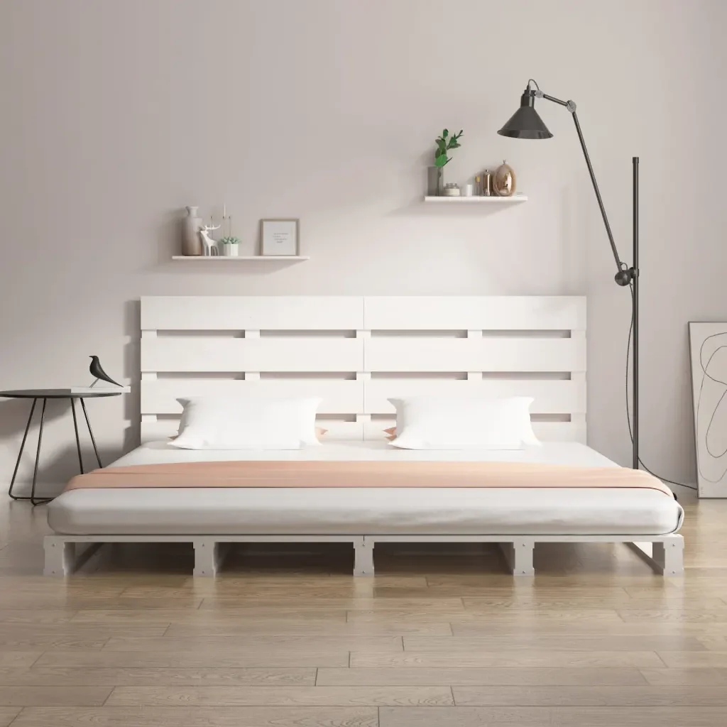 Letto matrimoniale | Letto per adulti | Giroletto senza Materasso Bianco 200x200 cm Legno Massello Pino - Image 3