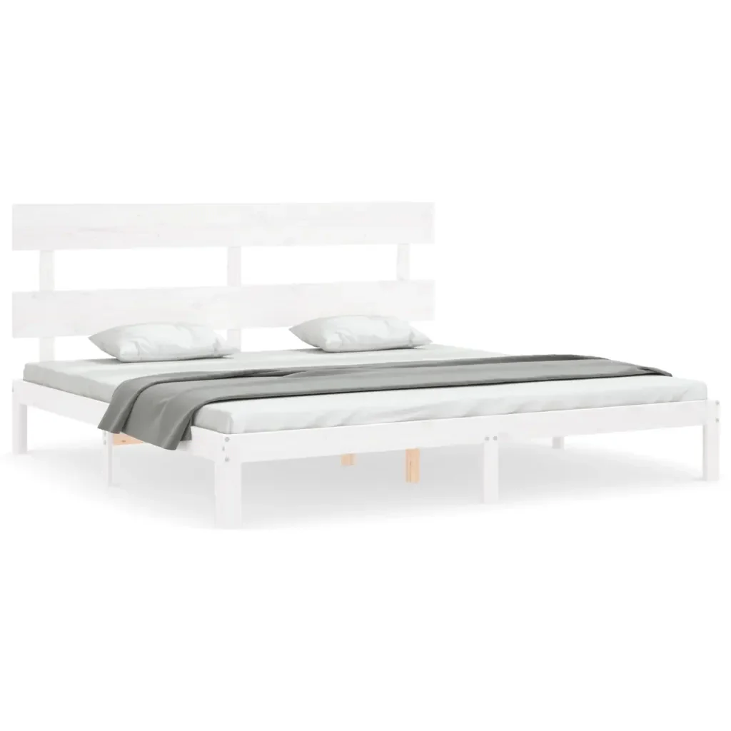 Letto matrimoniale | Letto per adulti | Giroletto senza Materasso Bianco 200x200 cm Legno Massello Pino