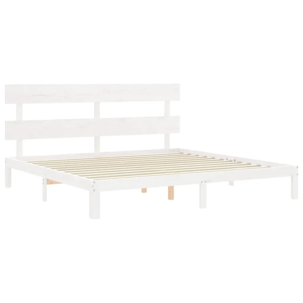 Letto matrimoniale | Letto per adulti | Giroletto senza Materasso Bianco 200x200 cm Legno Massello Pino - Image 5