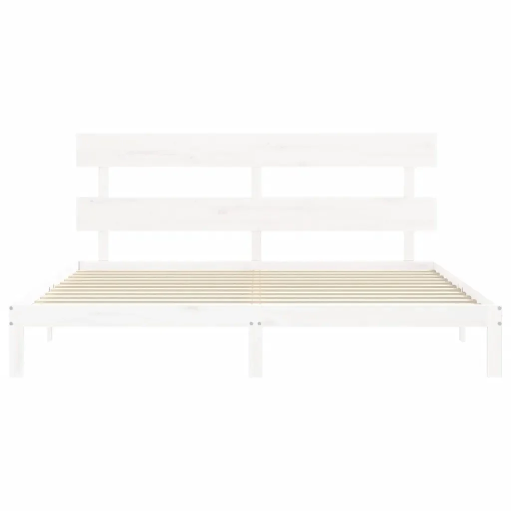 Letto matrimoniale | Letto per adulti | Giroletto senza Materasso Bianco 200x200 cm Legno Massello Pino - Image 6