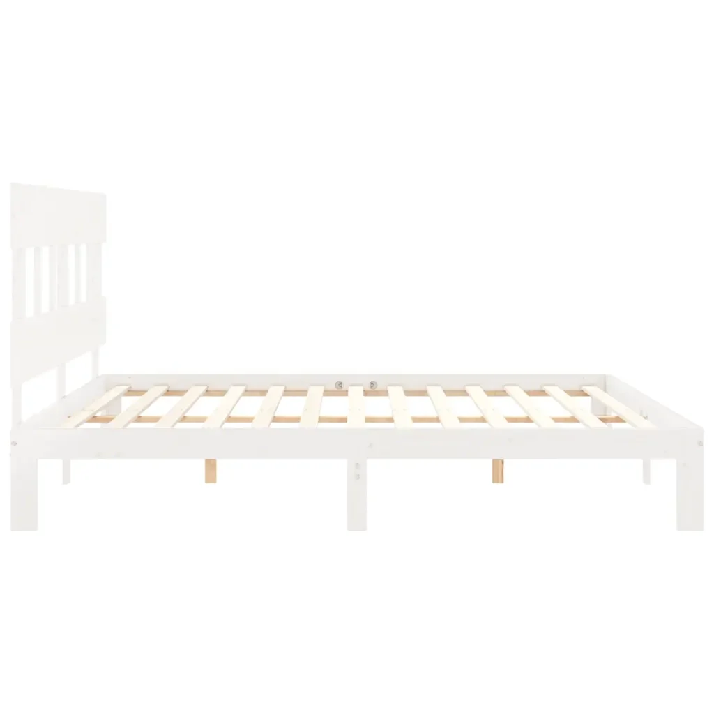 Letto matrimoniale | Letto per adulti | Giroletto senza Materasso Bianco 200x200 cm Legno Massello Pino - Image 7