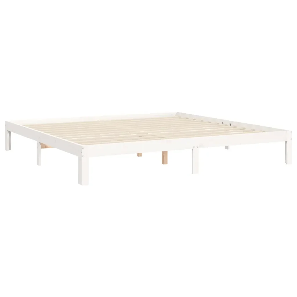 Letto matrimoniale | Letto per adulti | Giroletto senza Materasso Bianco 200x200 cm Legno Massello Pino - Image 9