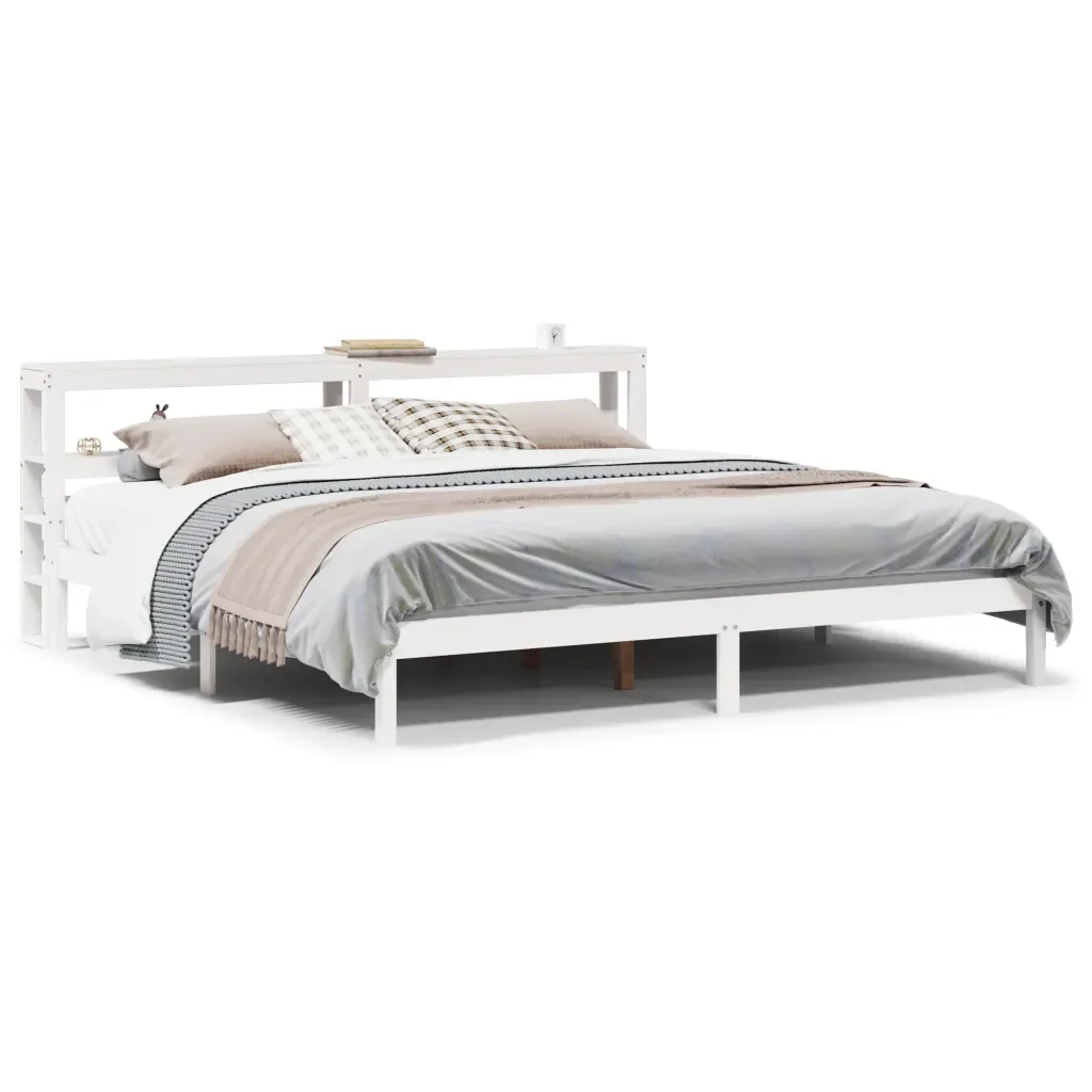 Letto matrimoniale | Letto per adulti | Giroletto senza Materasso Bianco 200x200 cm Legno Massello Pino