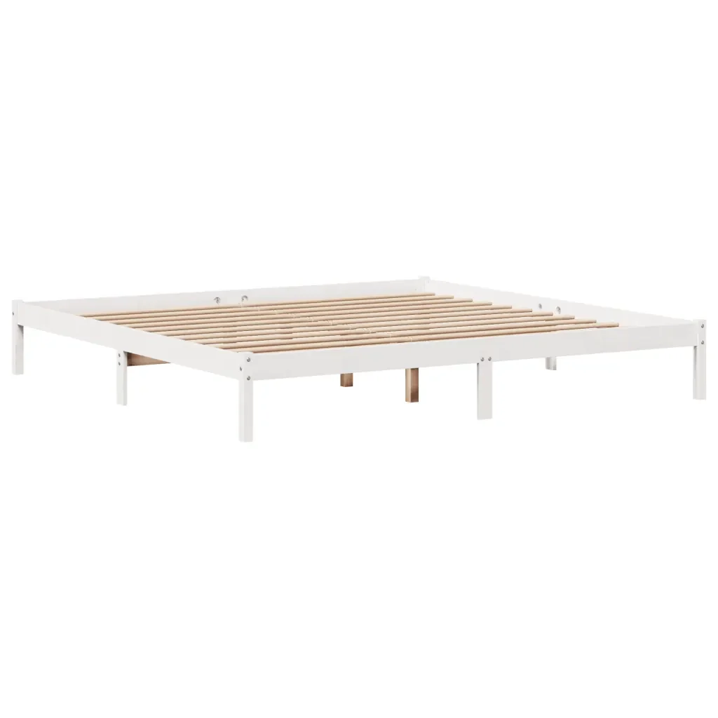 Letto matrimoniale | Letto per adulti | Giroletto senza Materasso Bianco 200x200 cm Legno Massello Pino - Image 7