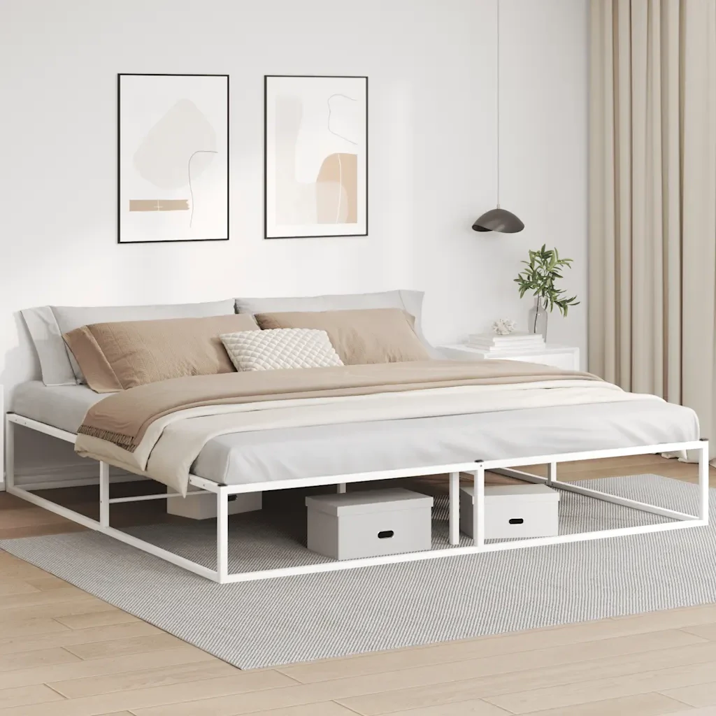 Letto matrimoniale | Letto per adulti | Giroletto senza Materasso Bianco 200x200 cm Metallo - Image 2
