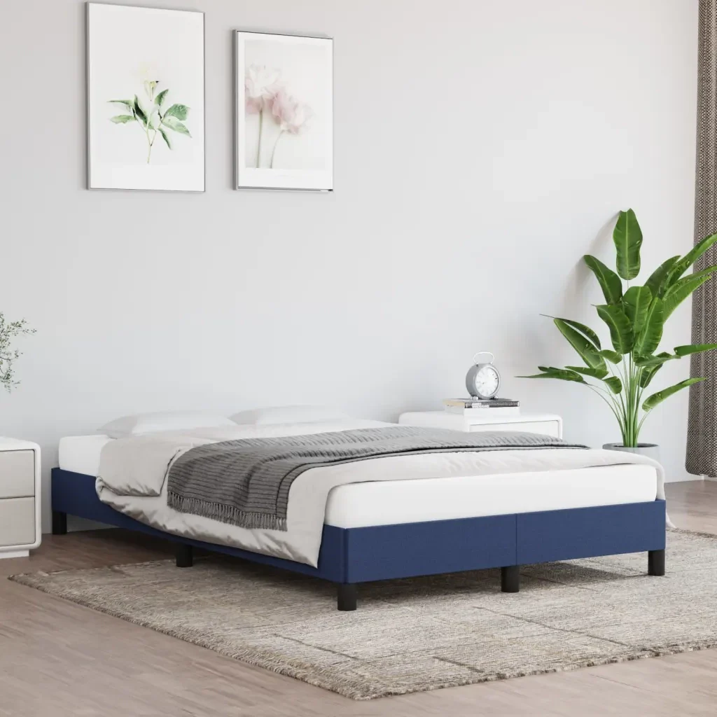 Letto matrimoniale | Letto per adulti | Giroletto senza Materasso Blu 120x190 cm in Tessuto - Image 2