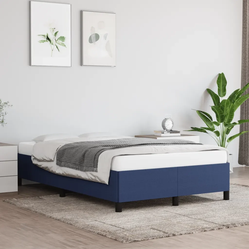 Letto matrimoniale | Letto per adulti | Giroletto senza Materasso Blu 120x190 cm in Tessuto - Image 2