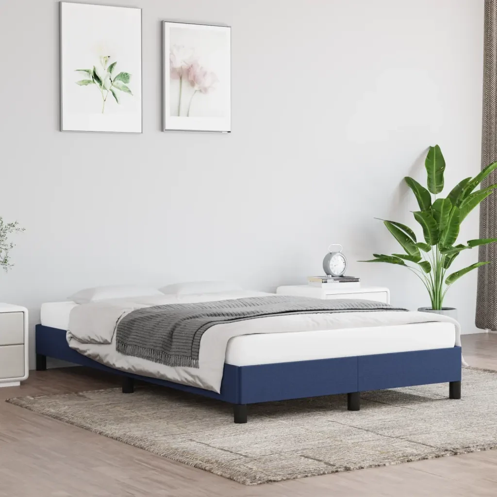 Letto matrimoniale | Letto per adulti | Giroletto senza Materasso Blu 120x190 cm in Tessuto - Image 2