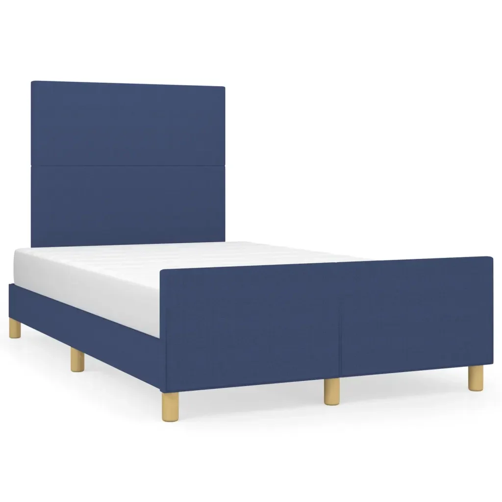 Letto matrimoniale | Letto per adulti | Giroletto senza Materasso Blu 120x190 cm in Tessuto