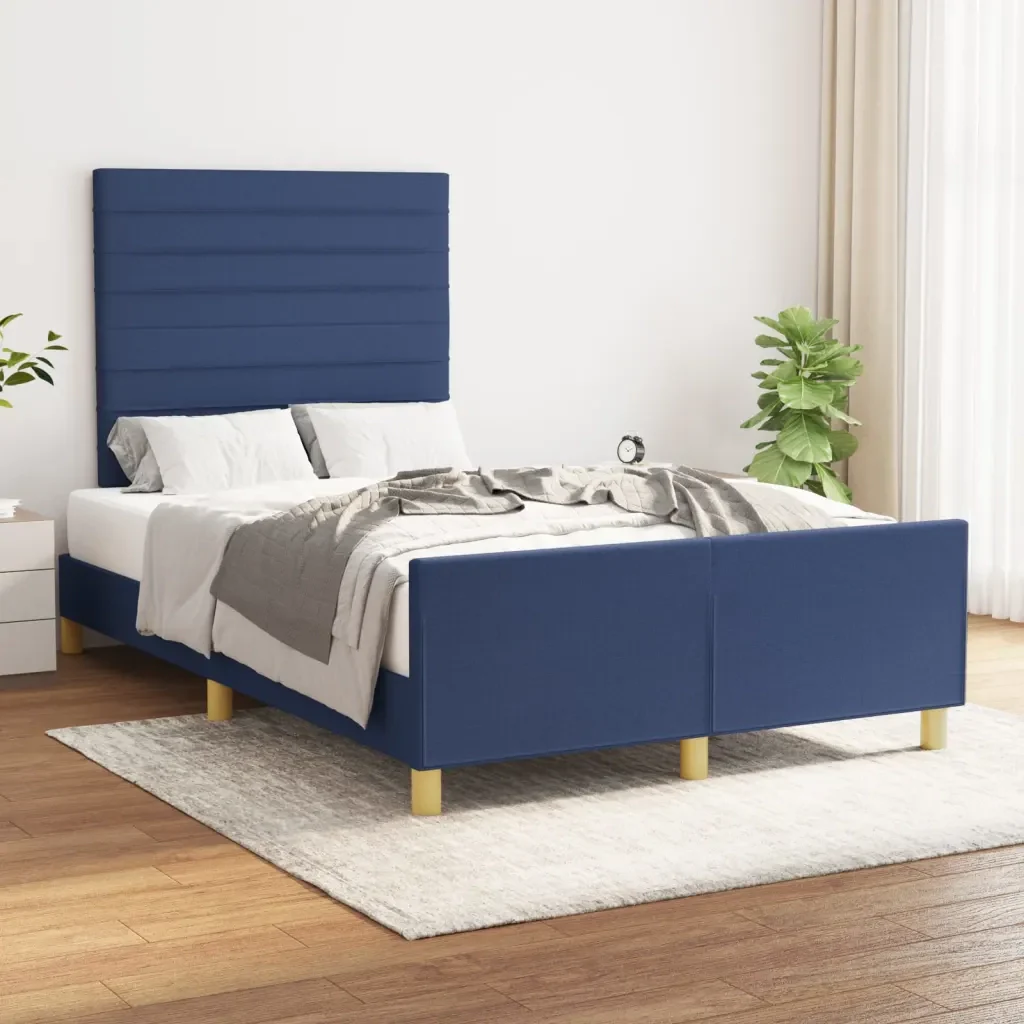 Letto matrimoniale | Letto per adulti | Giroletto senza Materasso Blu 120x190 cm in Tessuto - Image 2