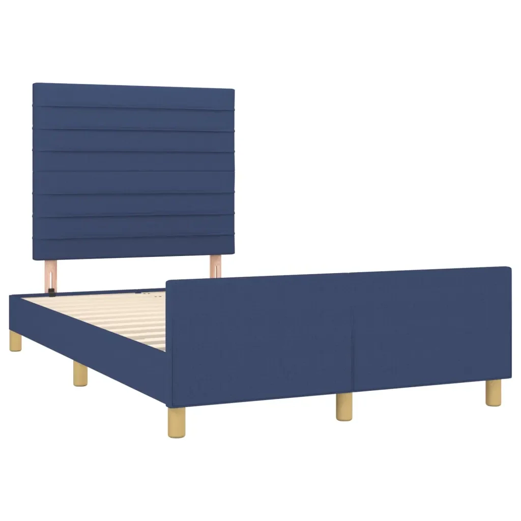 Letto matrimoniale | Letto per adulti | Giroletto senza Materasso Blu 120x190 cm in Tessuto - Image 3