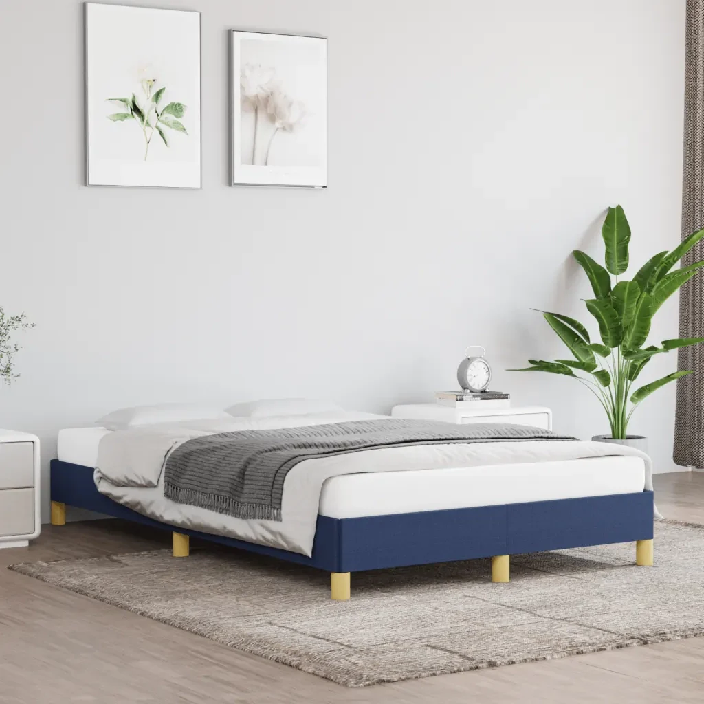 Letto matrimoniale | Letto per adulti | Giroletto senza Materasso Blu 120x200 cm in Tessuto - Image 2