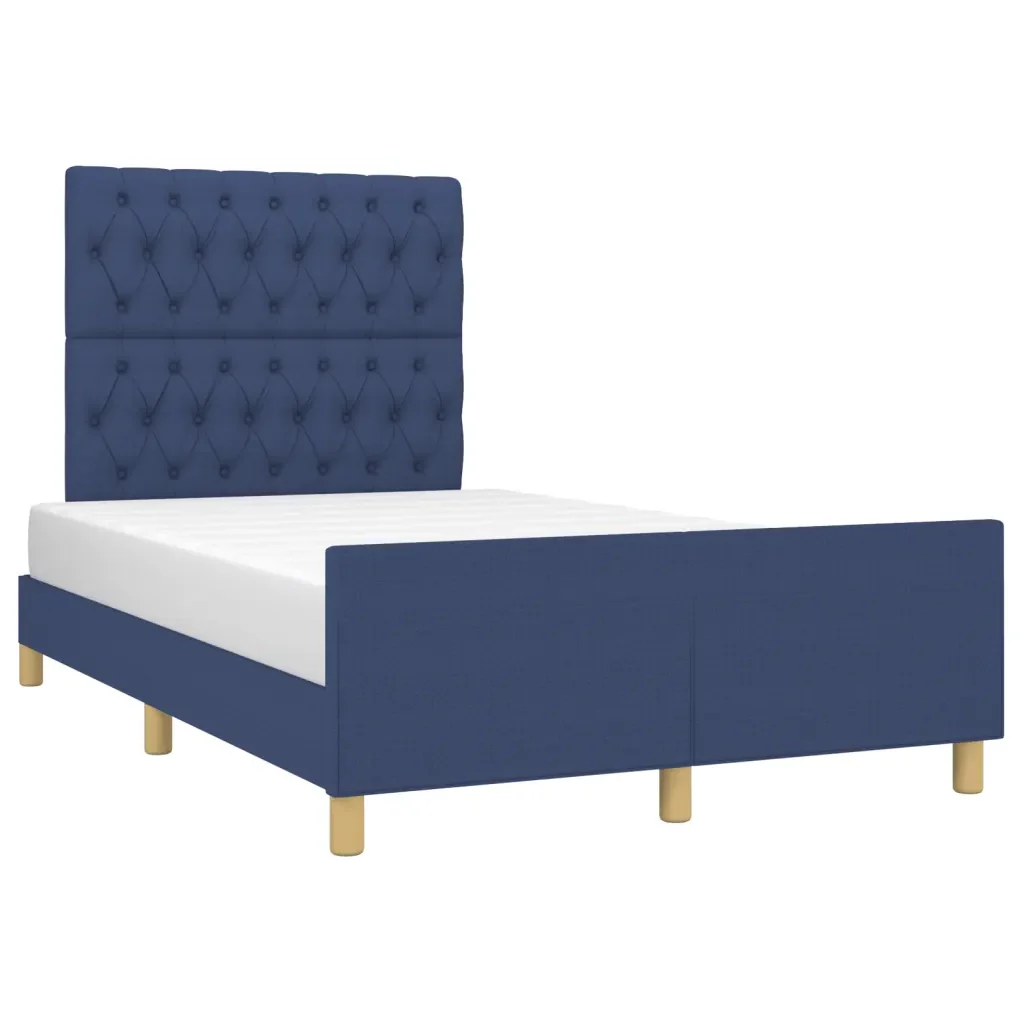 Letto matrimoniale | Letto per adulti | Giroletto senza Materasso Blu 120x200 cm in Tessuto - Image 3
