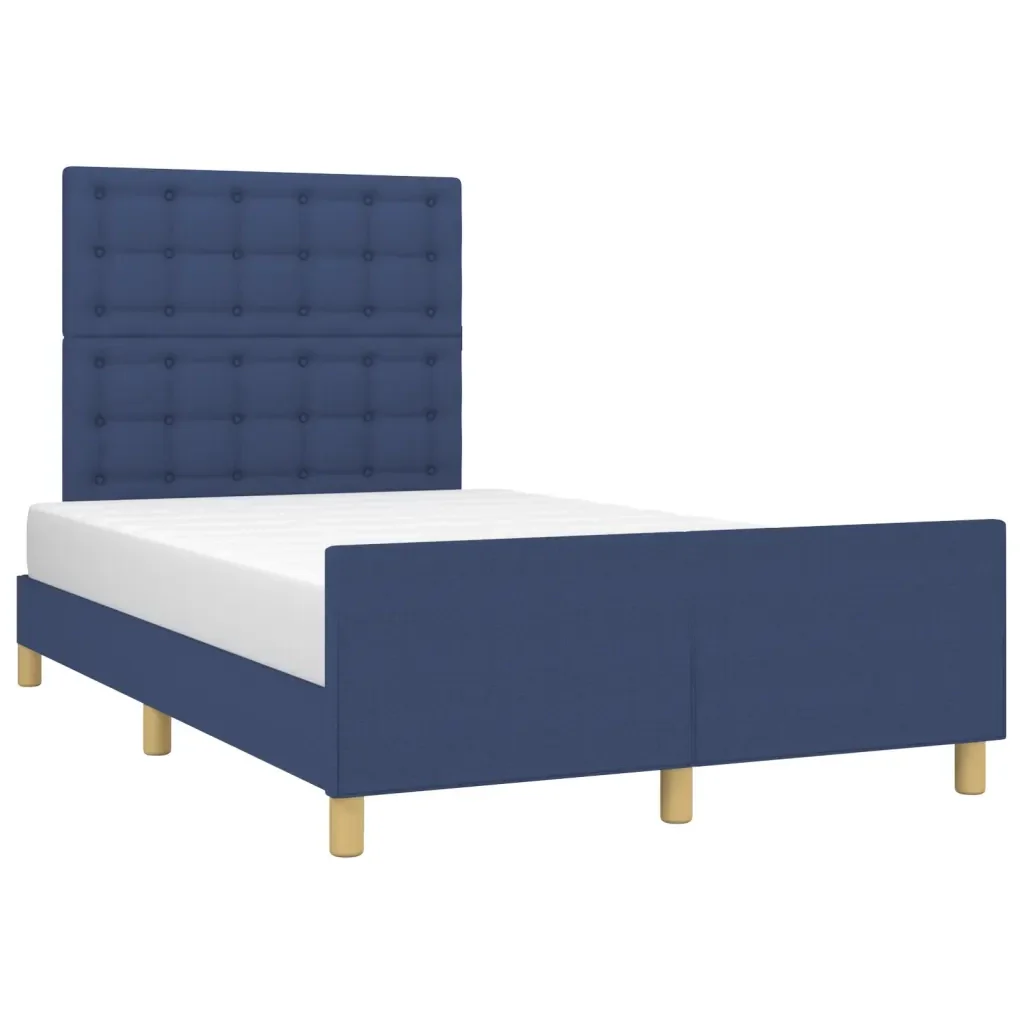 Letto matrimoniale | Letto per adulti | Giroletto senza Materasso Blu 120x200 cm in Tessuto - Image 3