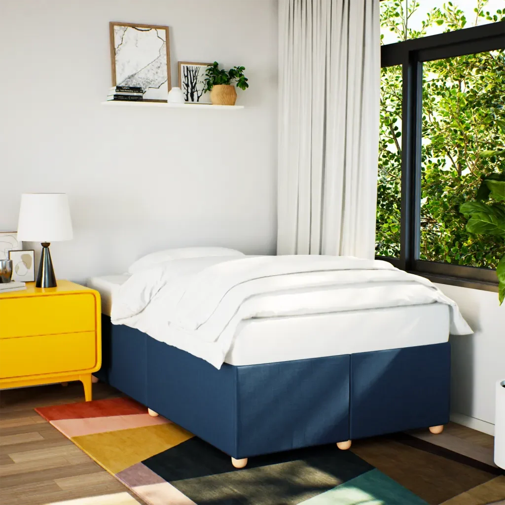 Letto matrimoniale | Letto per adulti | Giroletto senza Materasso Blu 120x200 cm in Tessuto - Image 2