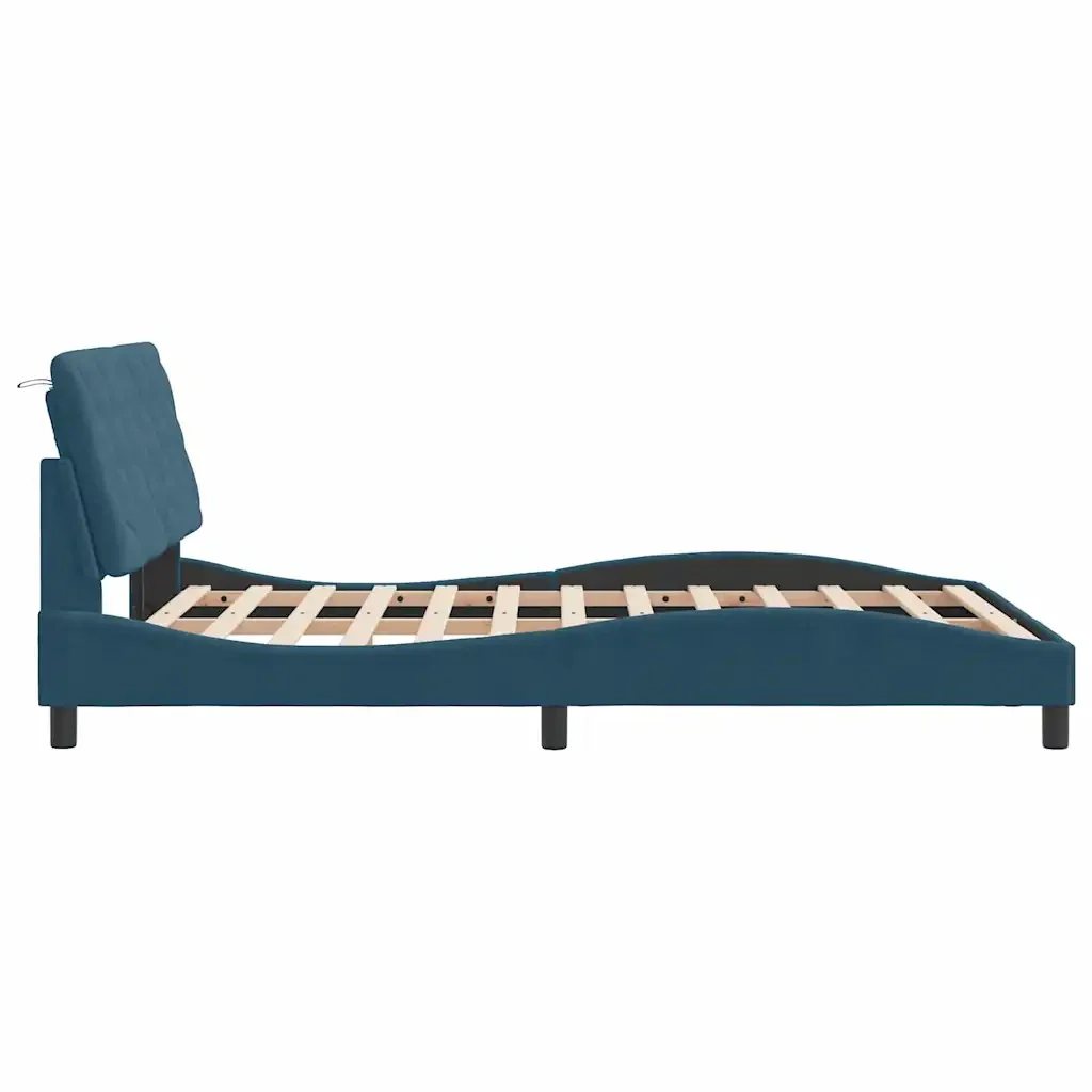 Letto matrimoniale | Letto per adulti | Giroletto senza Materasso Blu 120x200 cm in Velluto - Image 7