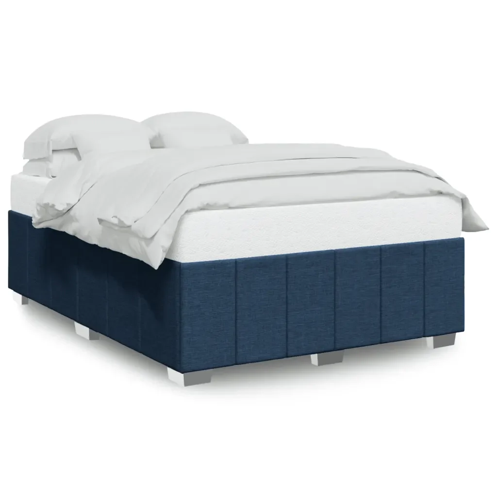 Letto matrimoniale | Letto per adulti | Giroletto senza Materasso Blu 140x190 cm in Tessuto