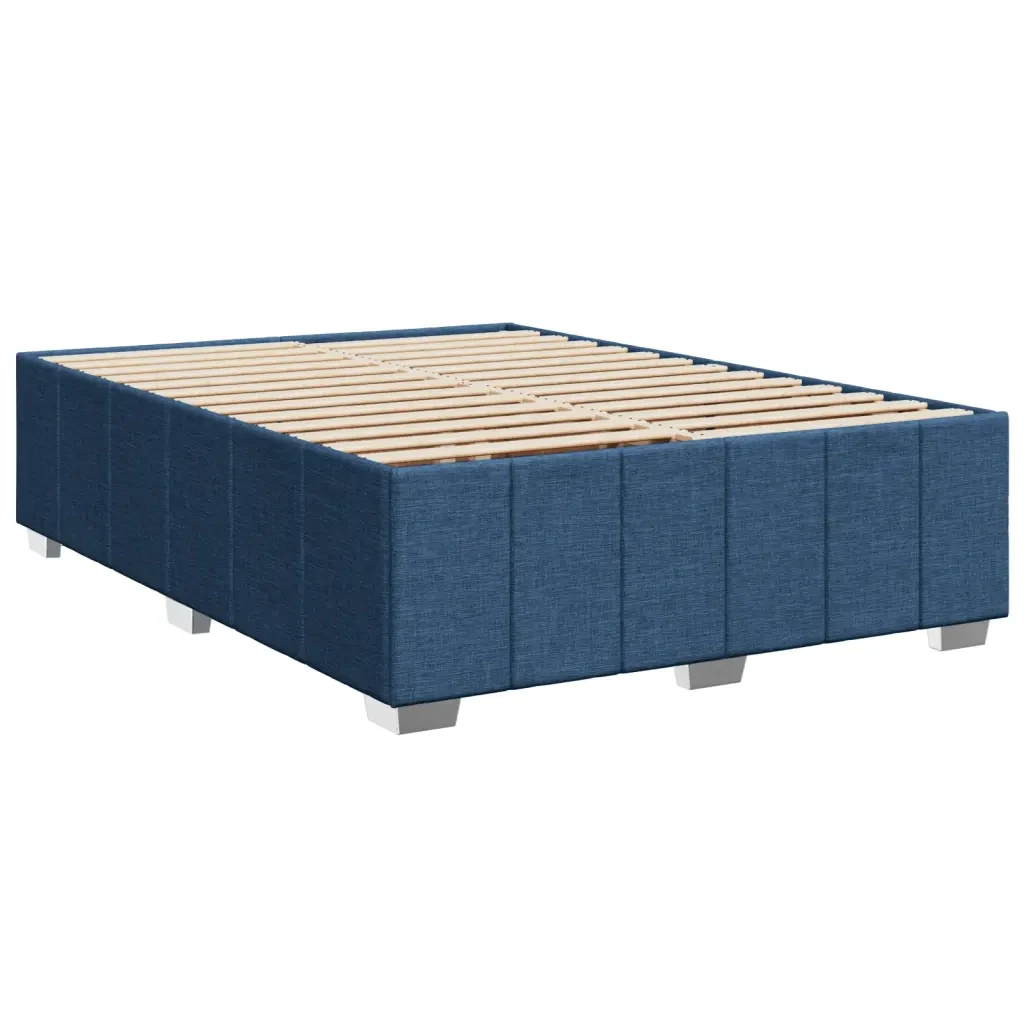 Letto matrimoniale | Letto per adulti | Giroletto senza Materasso Blu 140x190 cm in Tessuto - Image 4