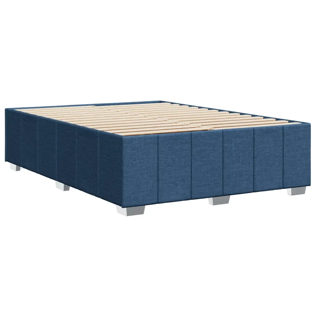 Letto matrimoniale | Letto per adulti | Giroletto senza Materasso Blu 140x190 cm in Tessuto - Image 6