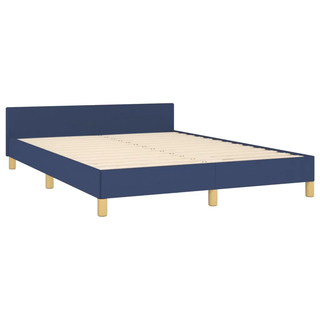 Letto matrimoniale | Letto per adulti | Giroletto senza Materasso Blu 140x190 cm in Tessuto - Image 5