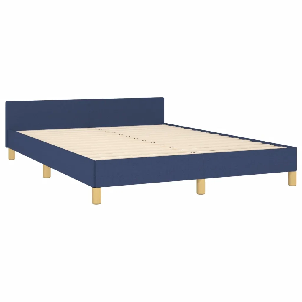 Letto matrimoniale | Letto per adulti | Giroletto senza Materasso Blu 140x190 cm in Tessuto - Image 5