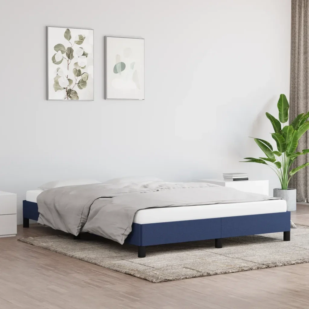 Letto matrimoniale | Letto per adulti | Giroletto senza Materasso Blu 140x190 cm in Tessuto - Image 2
