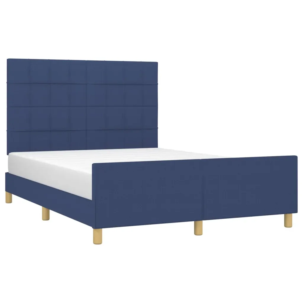 Letto matrimoniale | Letto per adulti | Giroletto senza Materasso Blu 140x190 cm in Tessuto - Image 3
