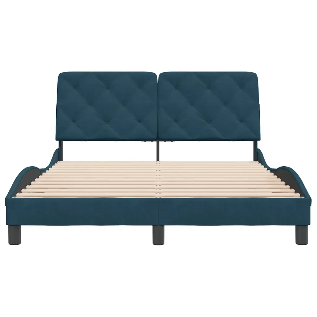 Letto matrimoniale | Letto per adulti | Giroletto senza Materasso Blu 140x190 cm in Velluto - Image 5