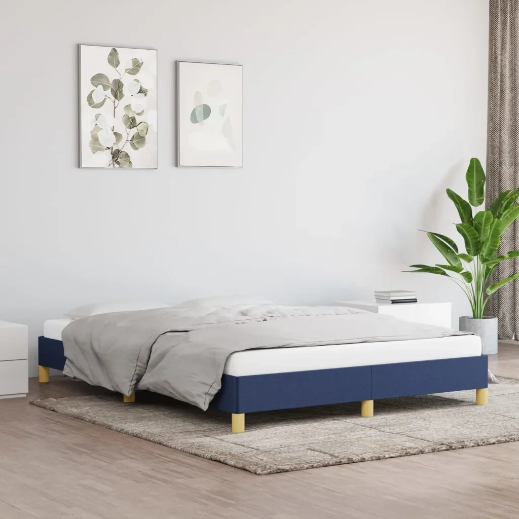 Letto matrimoniale | Letto per adulti | Giroletto senza Materasso Blu 140x200 cm in Tessuto - Image 2