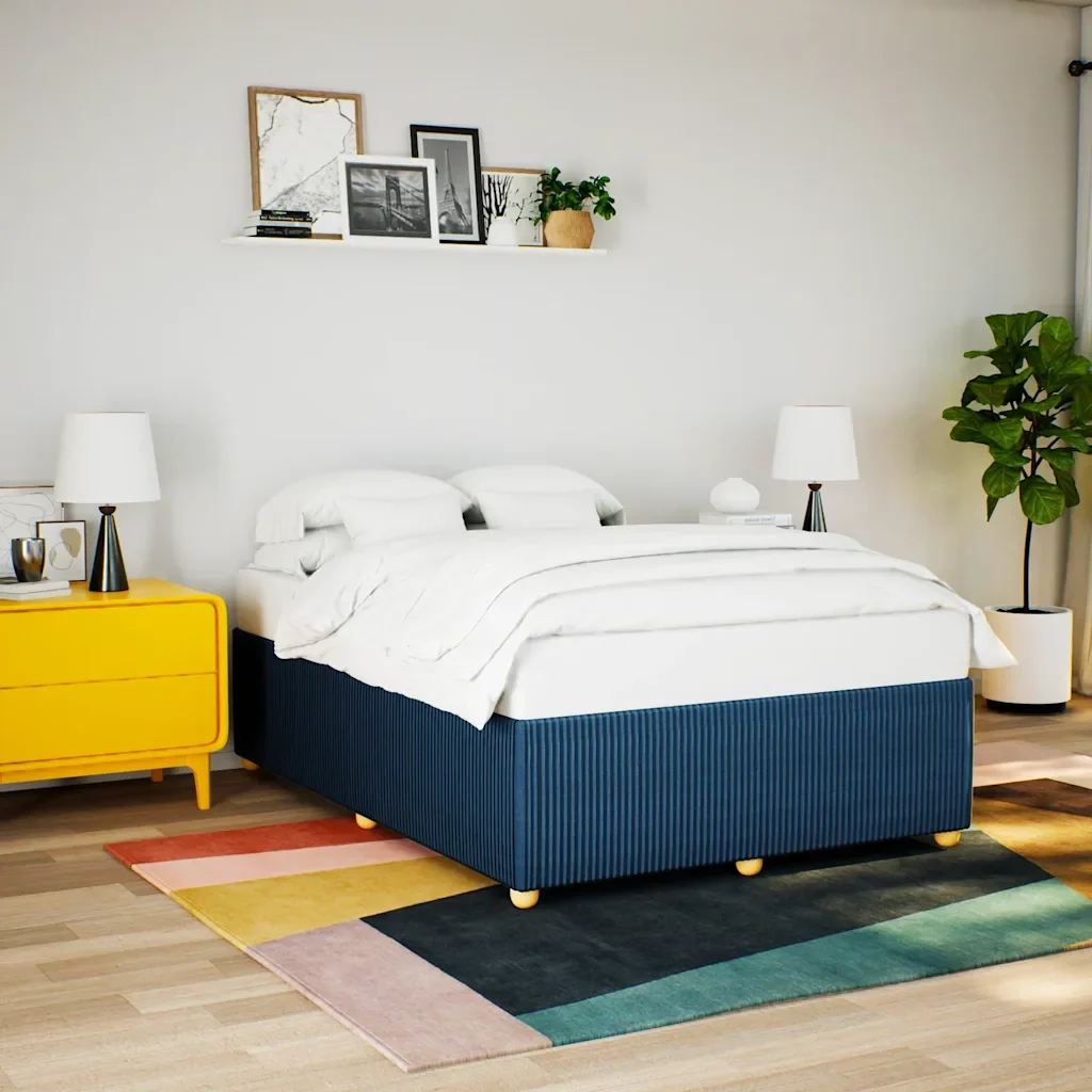 Letto matrimoniale | Letto per adulti | Giroletto senza Materasso Blu 140x200 cm in Tessuto - Image 2