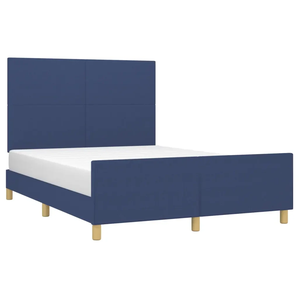 Letto matrimoniale | Letto per adulti | Giroletto senza Materasso Blu 140x200 cm in Tessuto - Image 4