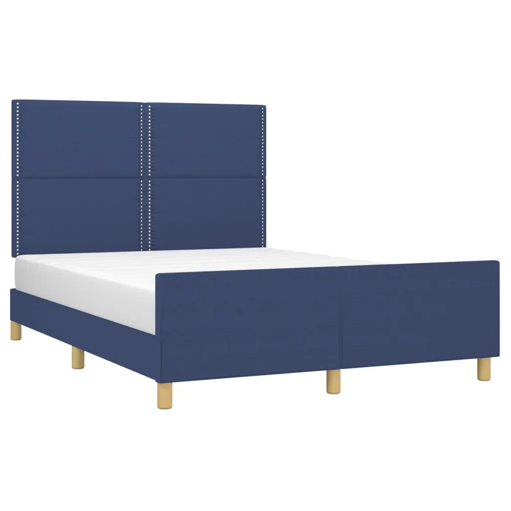 Letto matrimoniale | Letto per adulti | Giroletto senza Materasso Blu 140x200 cm in Tessuto - Image 3