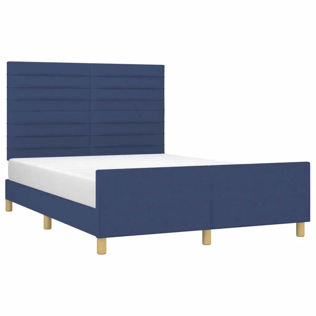 Letto matrimoniale | Letto per adulti | Giroletto senza Materasso Blu 140x200 cm in Tessuto - Image 3