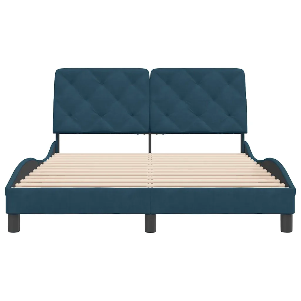 Letto matrimoniale | Letto per adulti | Giroletto senza Materasso Blu 140x200 cm in Velluto - Image 5