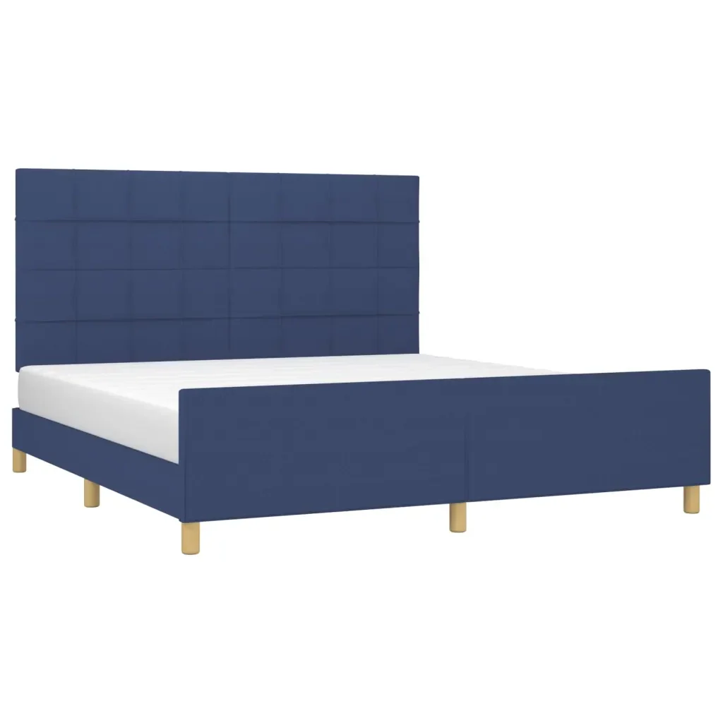 Letto matrimoniale | Letto per adulti | Giroletto senza Materasso Blu 160x200 cm in Tessuto - Image 4