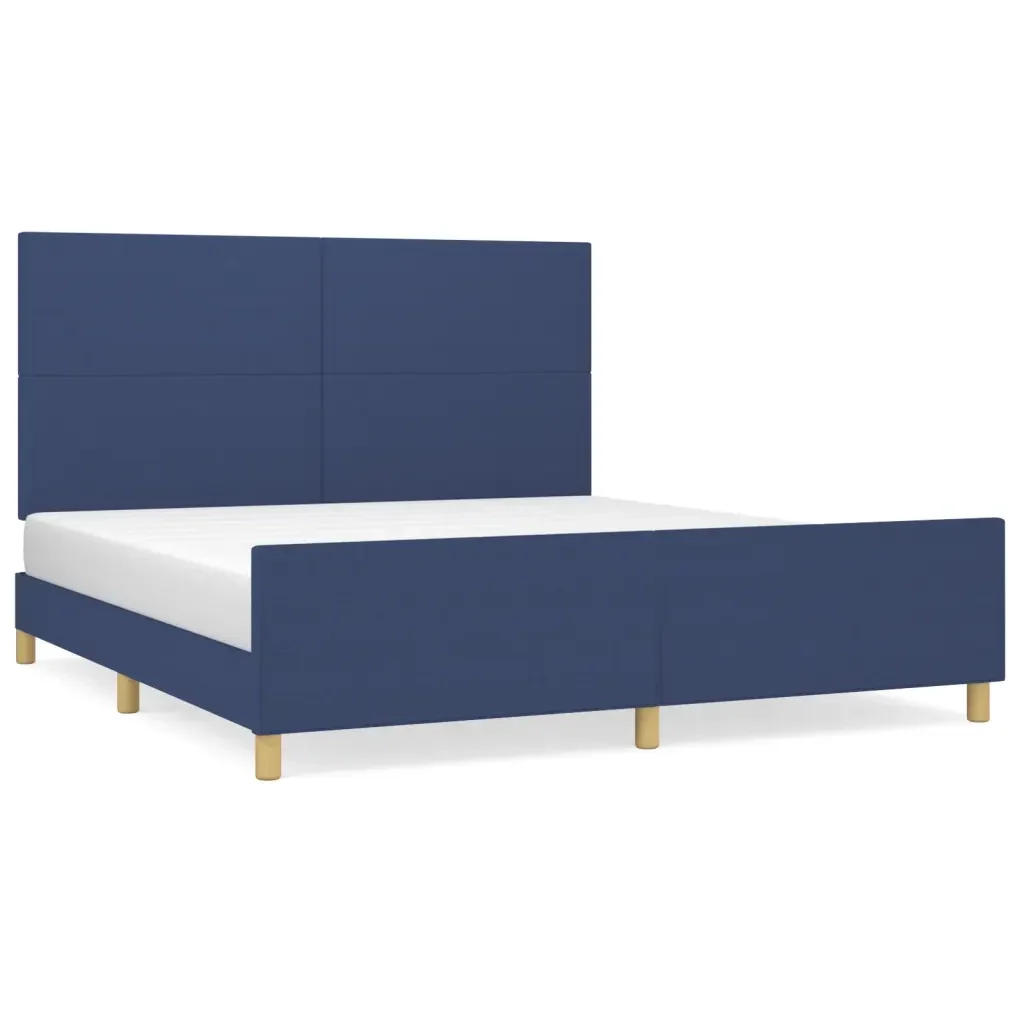 Letto matrimoniale | Letto per adulti | Giroletto senza Materasso Blu 160x200 cm in Tessuto