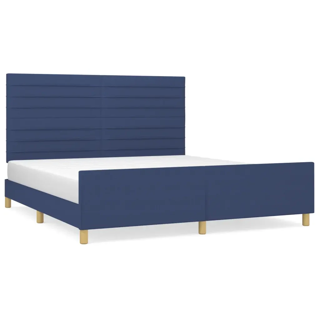 Letto matrimoniale | Letto per adulti | Giroletto senza Materasso Blu 160x200 cm in Tessuto