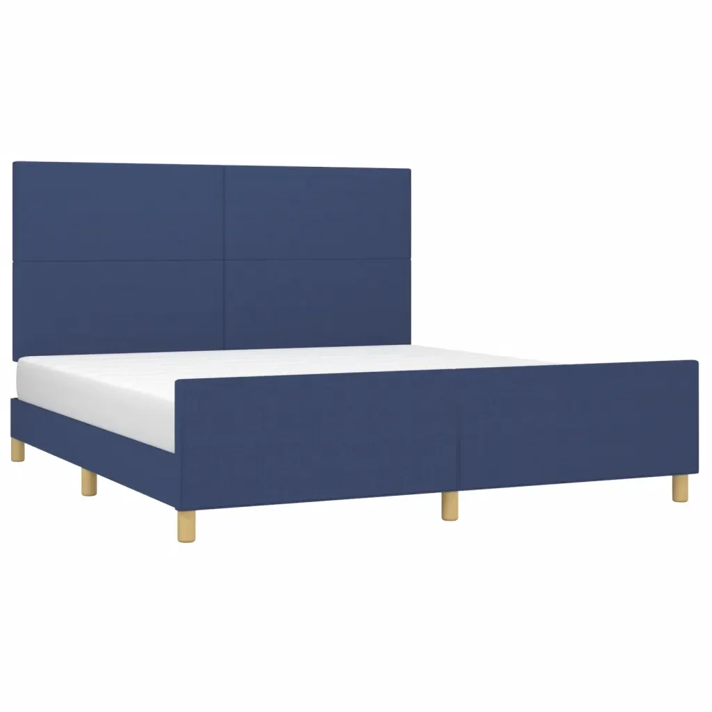 Letto matrimoniale | Letto per adulti | Giroletto senza Materasso Blu 160x200 cm in Tessuto - Image 3