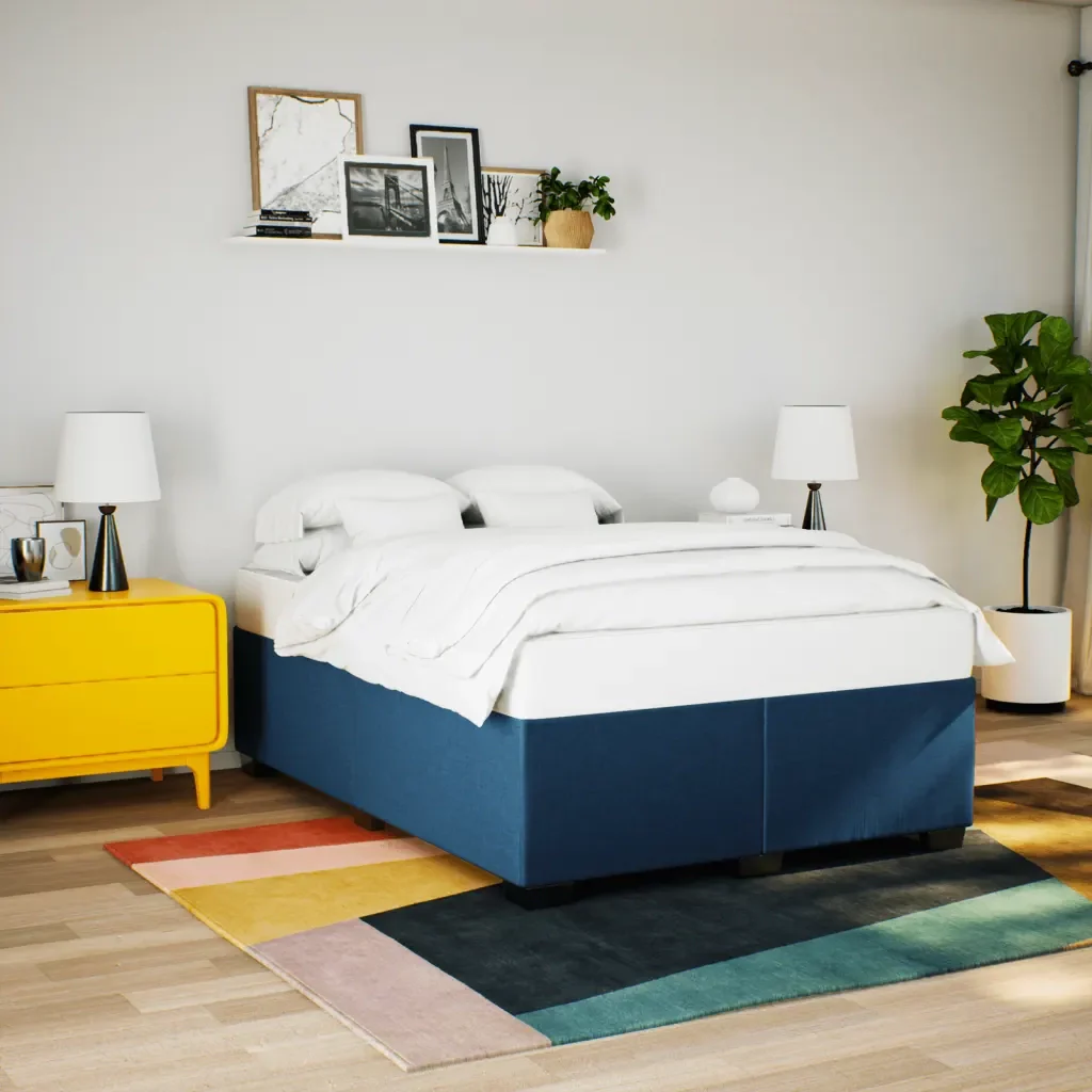 Letto matrimoniale | Letto per adulti | Giroletto senza Materasso Blu 160x200 cm in Tessuto - Image 2