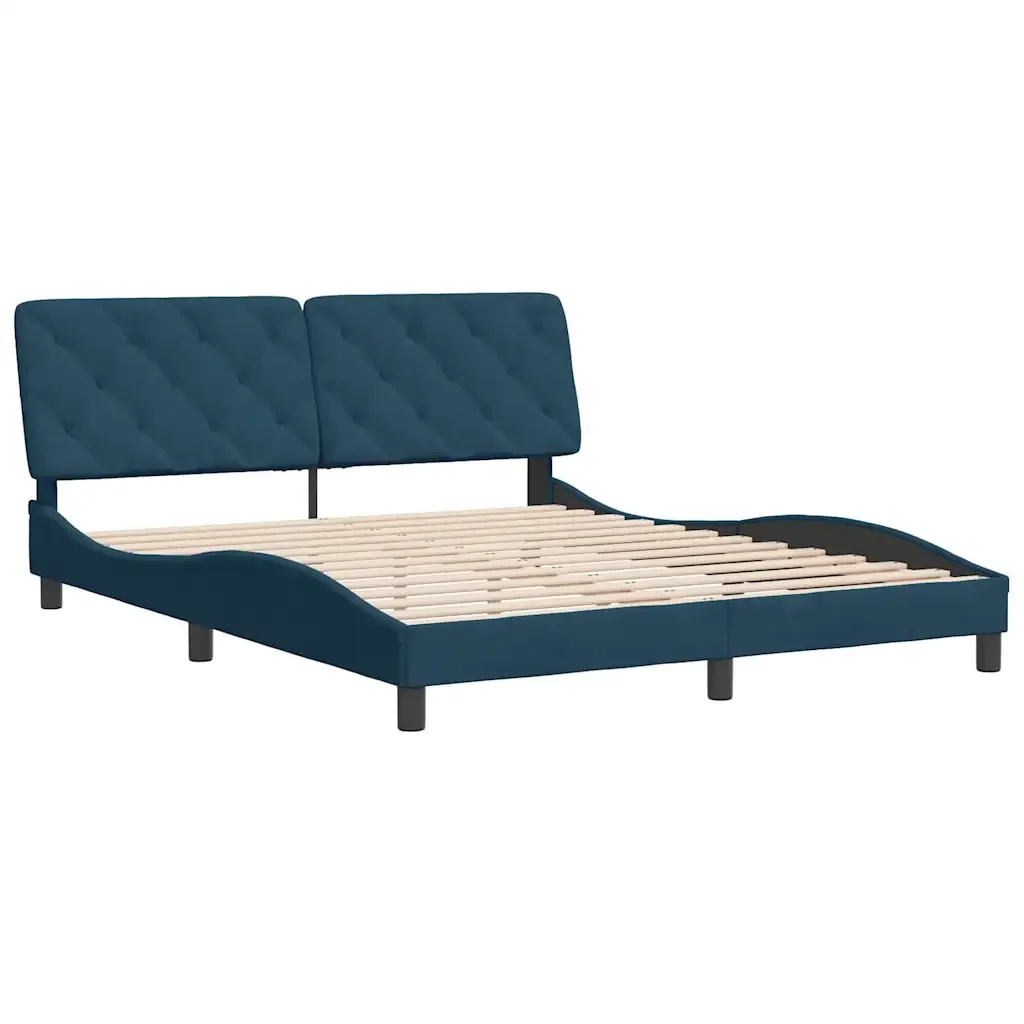Letto matrimoniale | Letto per adulti | Giroletto senza Materasso Blu 160x200 cm in Velluto - Image 4