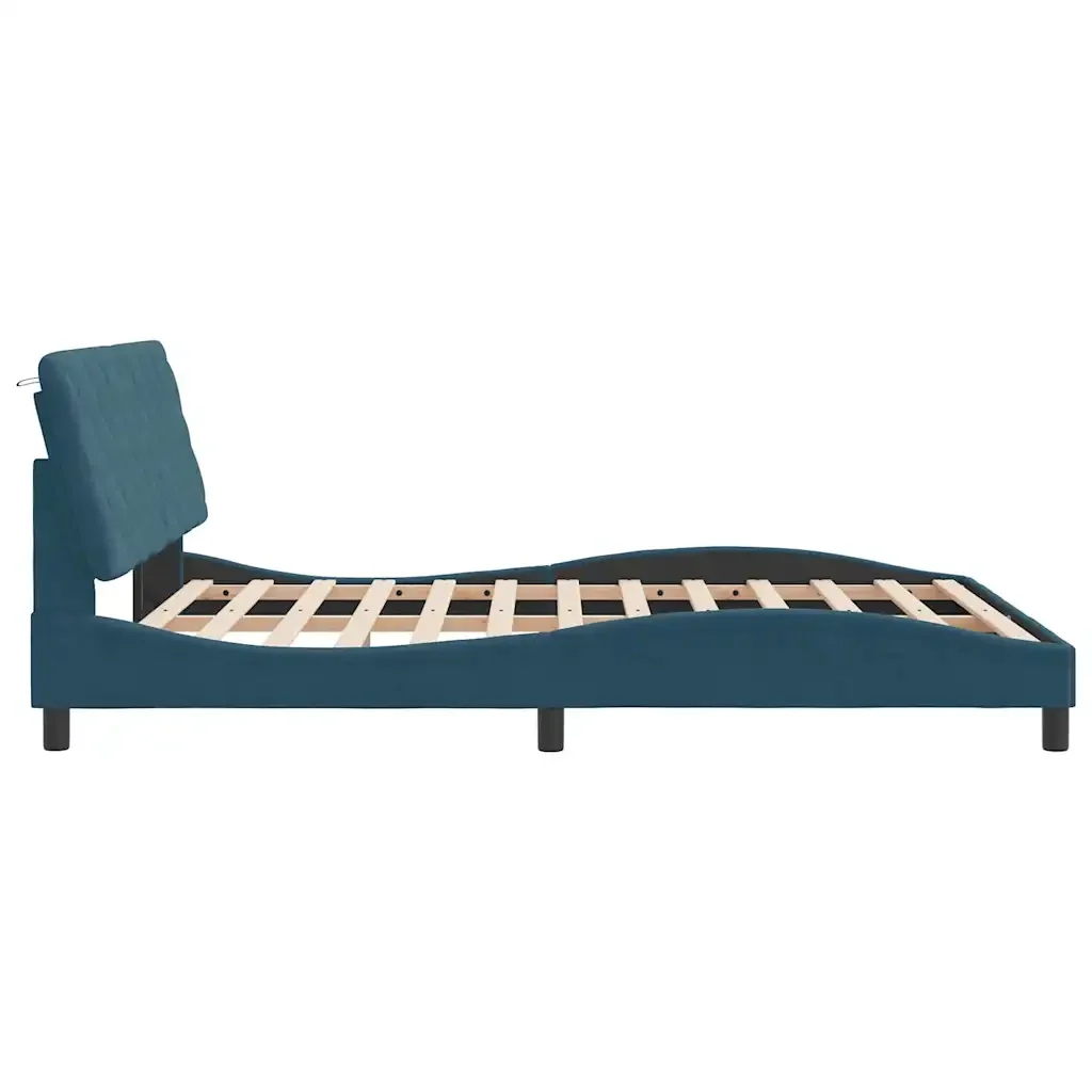 Letto matrimoniale | Letto per adulti | Giroletto senza Materasso Blu 160x200 cm in Velluto - Image 6