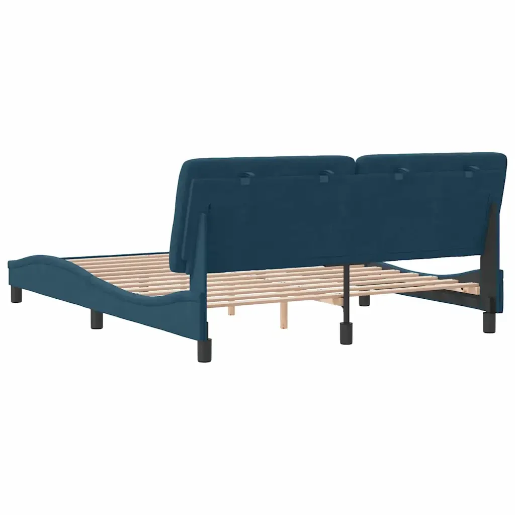 Letto matrimoniale | Letto per adulti | Giroletto senza Materasso Blu 160x200 cm in Velluto - Image 7