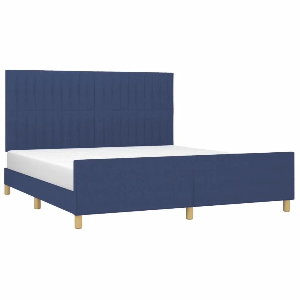 Letto matrimoniale | Letto per adulti | Giroletto senza Materasso Blu 180x200 cm in Tessuto - Image 3