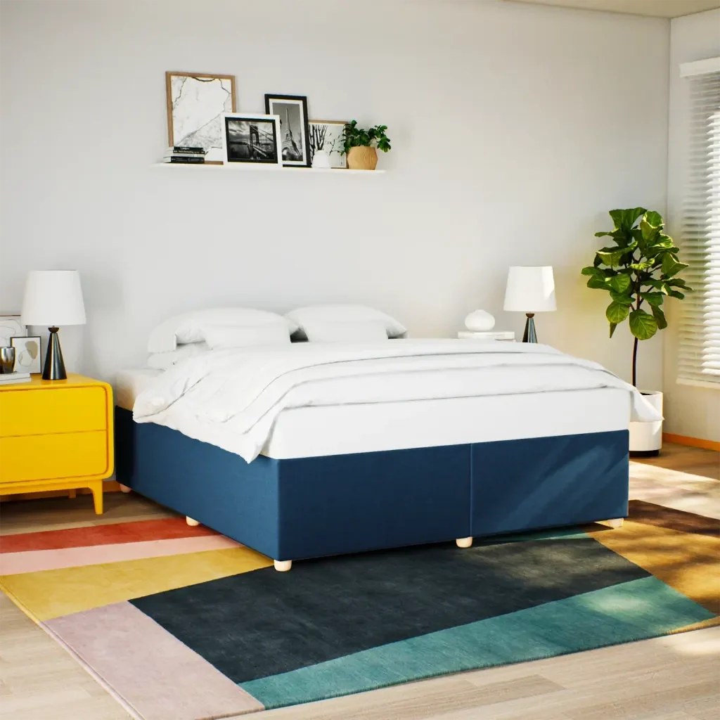 Letto matrimoniale | Letto per adulti | Giroletto senza Materasso Blu 180x200 cm in Tessuto - Image 2